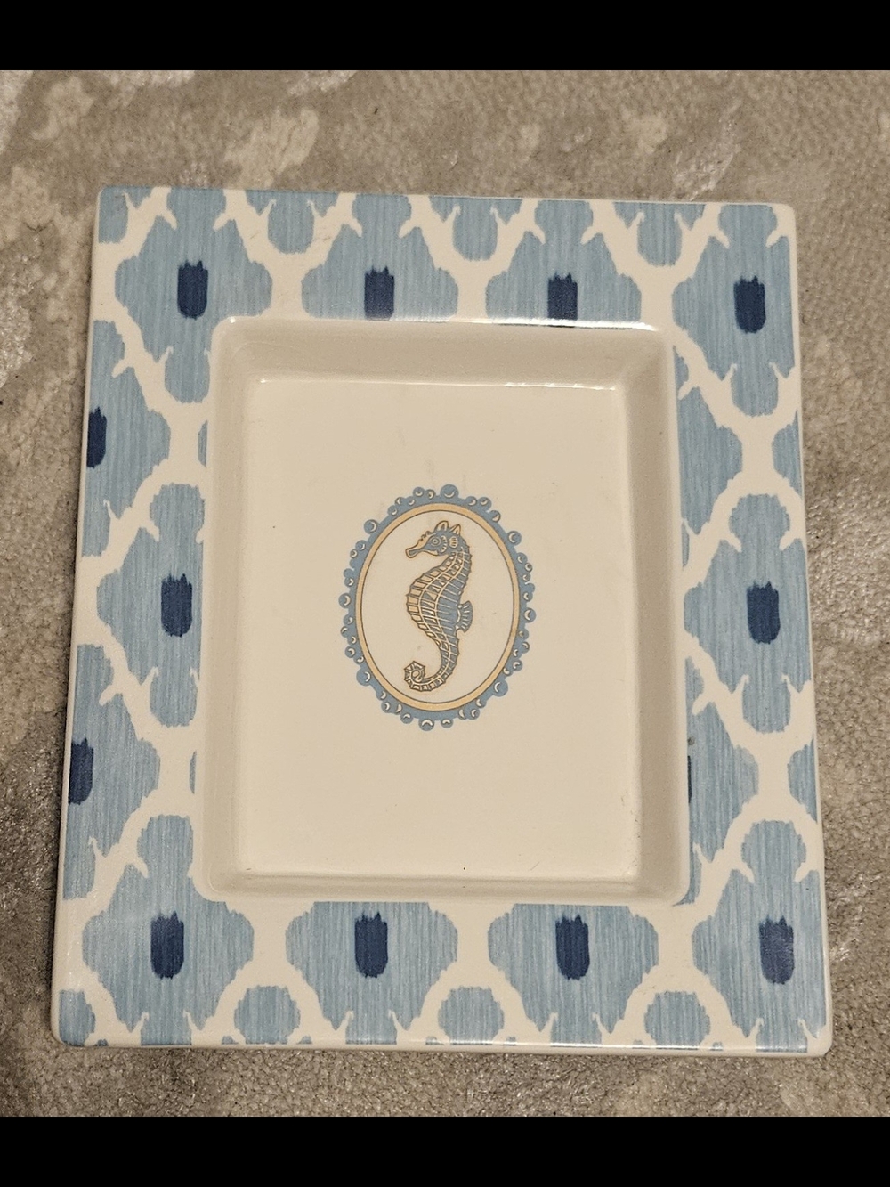 Grasslands Road Blue and White Seahorse Serving Tray